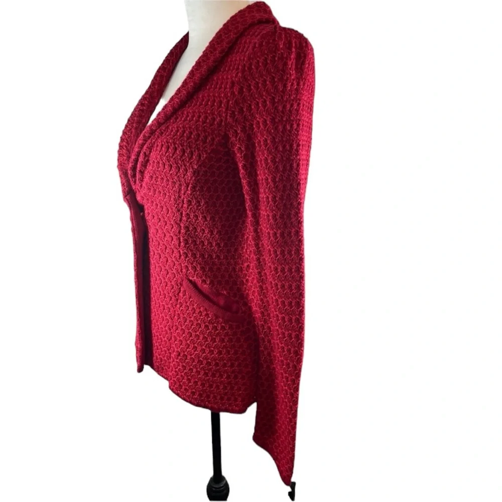Charlie & Robin Red Knit Cotton Blazer Size S (#2026) - Picture 6 of 11